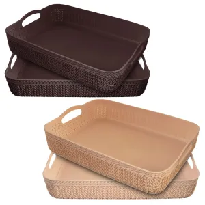 Heart Home Q-3 Designer Plastic Storage Basket For Store Fruits, Vegetables, Magazines, Cosmetics, Stationary Pack of 4 (Brown & Green & Grey & Coffee)-50HH01552