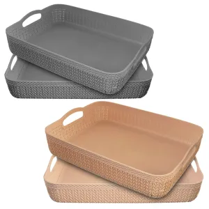 Heart Home Q-3 Designer Plastic Storage Basket For Store Fruits, Vegetables, Magazines, Cosmetics, Stationary Pack of 4 (Coffee & Grey)-50HH01536