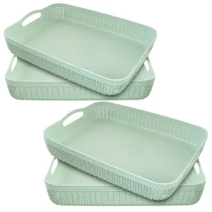 Heart Home Q-3 Designer Plastic Storage Basket For Store Fruits, Vegetables, Magazines, Cosmetics, Stationary Pack of 4 (Green)-50HH01480