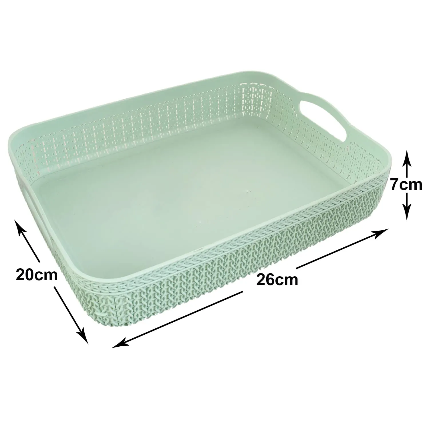 Heart Home Q-3 Multiuses Designer Unbreakable Plastic Storage Basket/Organizer/Bin For Home, Kitchen, Bathroom, Office Use Pack of 4 (Green & Grey)-50HH01545