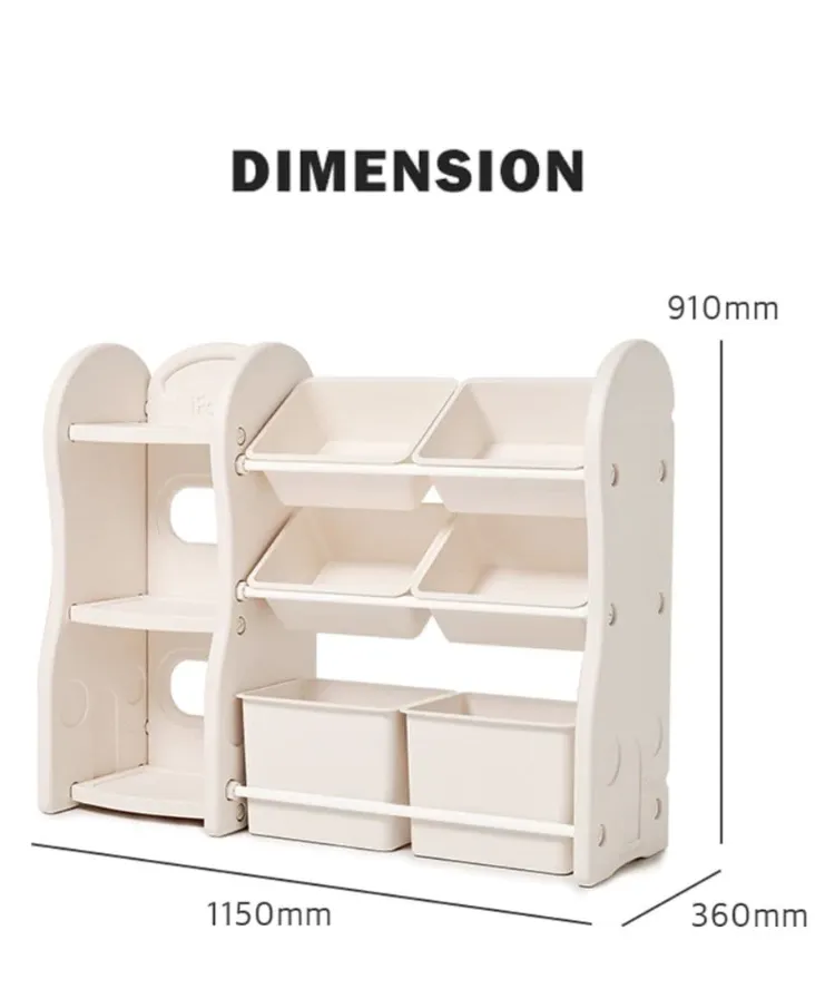 IFAM Design Storage Rack & Bookshelf (2 Large 4 Small Baskets) - White