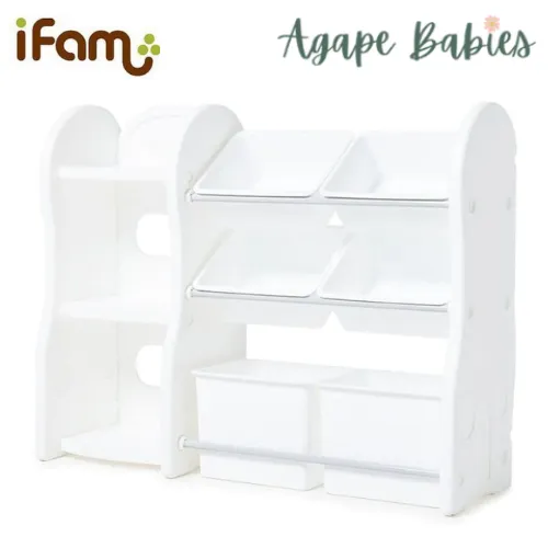 IFAM Design Storage Rack & Bookshelf (2 Large 4 Small Baskets) - White