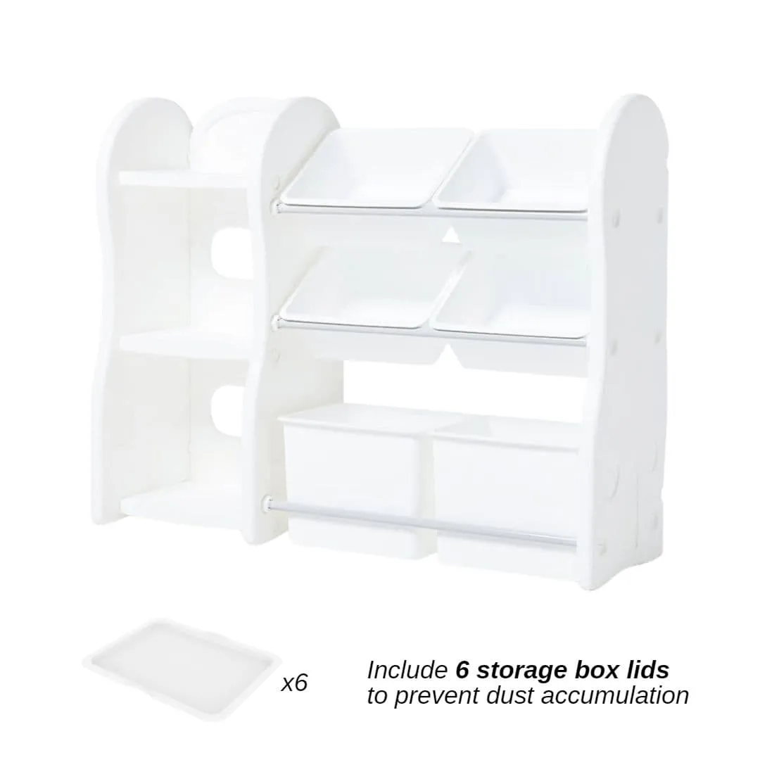 IFAM Design Storage Rack & Bookshelf (2 Large 4 Small Baskets) - White