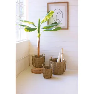 Kalalou - SET OF THREE SEAGRASS BASKETS WITH HANDLES - CGRA1023