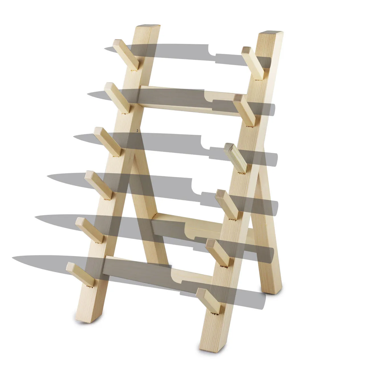 Katana Style Wooden Knife Display Stand for 6 Knives