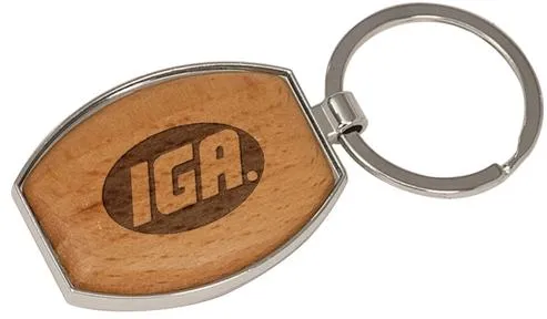 Keychain Wood Silver Trim