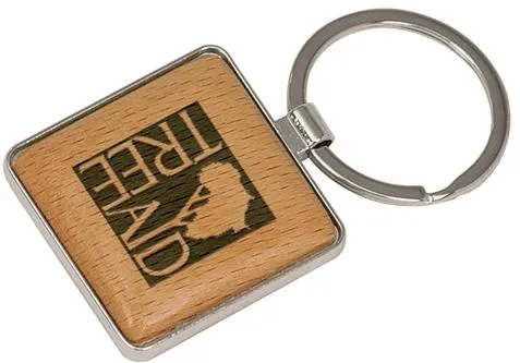 Keychain Wood Silver Trim