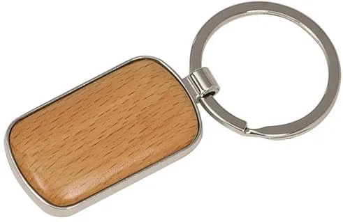 Keychain Wood Silver Trim