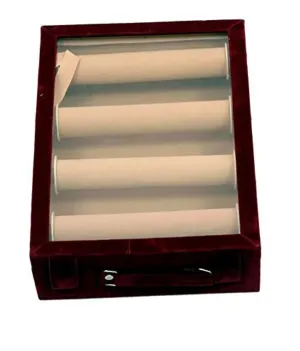 Kuber Industries 4 Rods Transparent Bangle Organizer Box Velvet Coated Jewelry Storage Case (KI8319_Maroon)