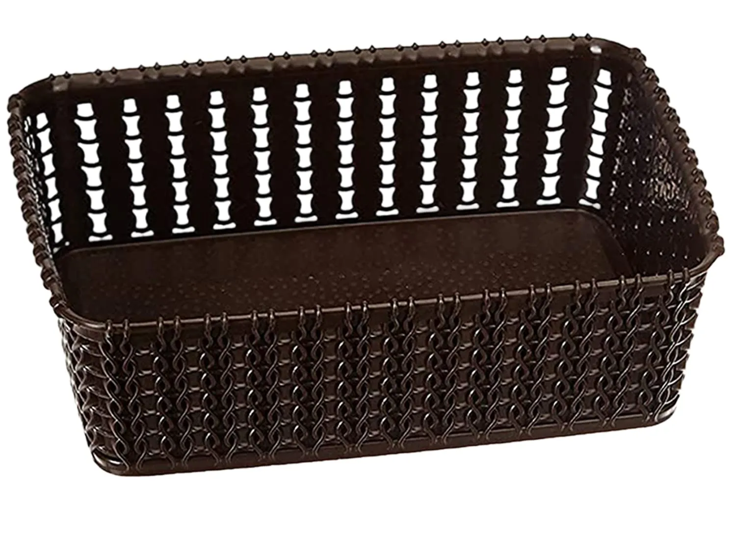 Kuber Industries Multiuses Large & Small Size M 20-15 Plastic Basket/Organizer Without Lid- Set of 2 (Brown)