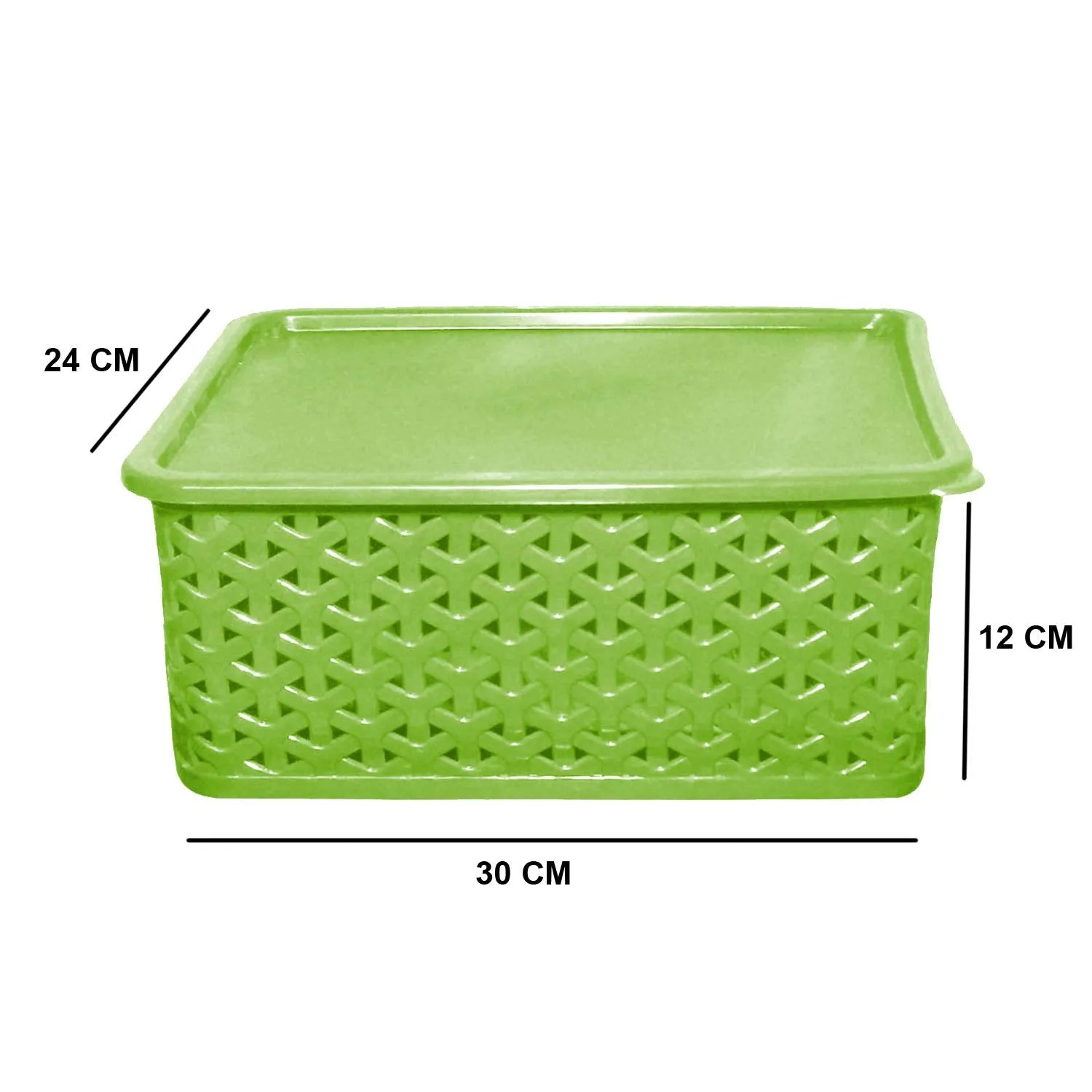 Kuber Industries Plastic 2 Pieces Small Size Multipurpose Solitaire Rectangular Storage Basket With Lid (Multi)