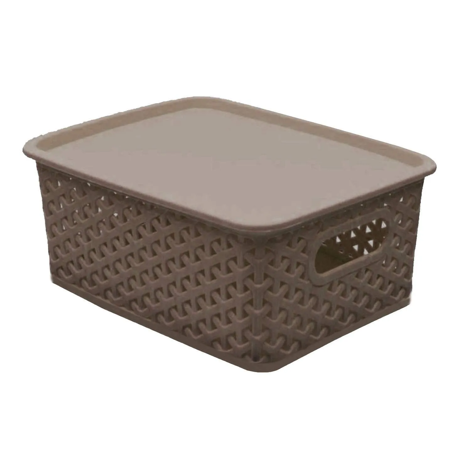 Kuber Industries Plastic 2 Pieces Small Size Multipurpose Solitaire Rectangular Storage Basket With Lid (Multi)