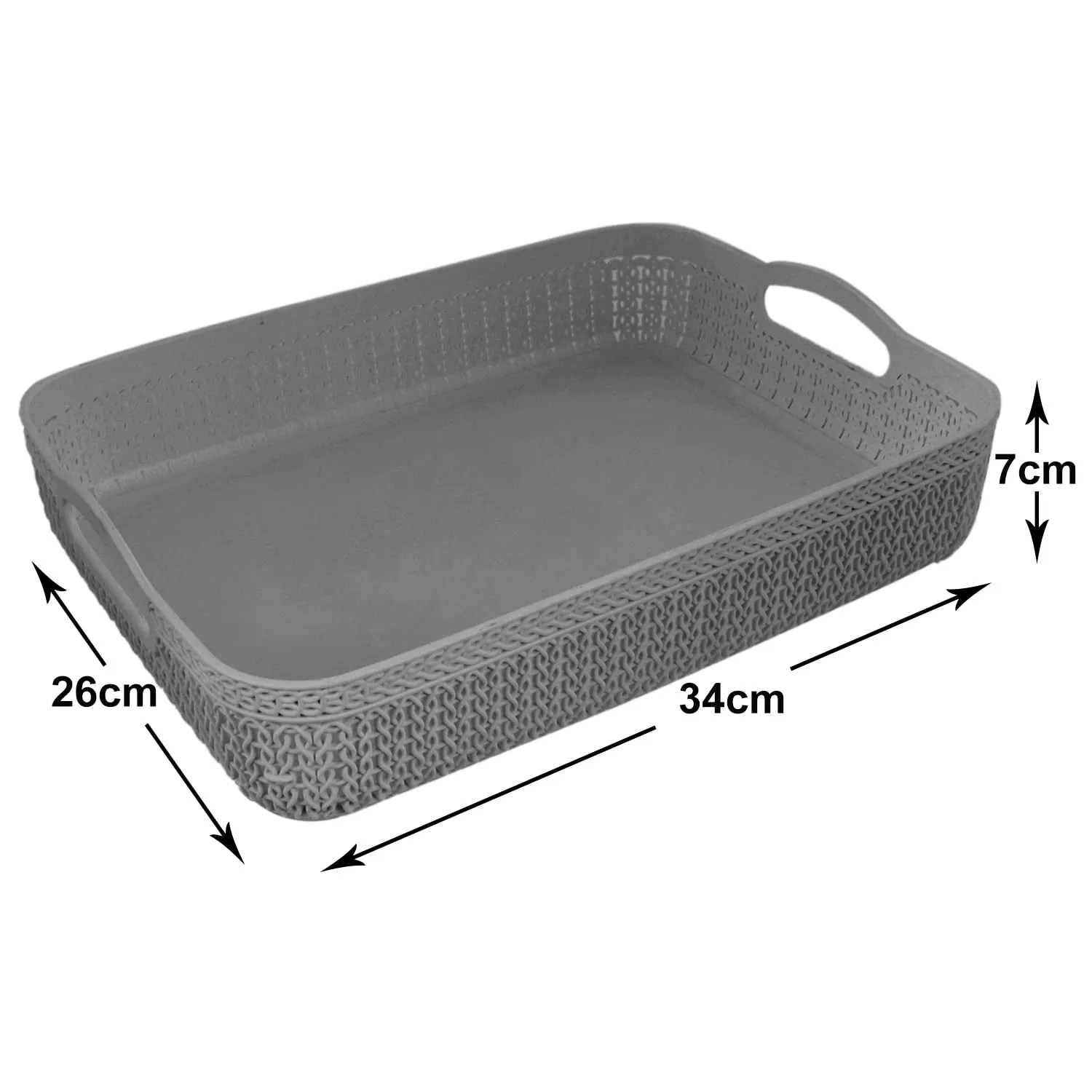 Kuber Industries Q-4 Designer Plastic Storage Basket For Store Fruits, Vegetables, Magazines, Cosmetics, Stationary Pack of 3 (Grey)-50KM01584