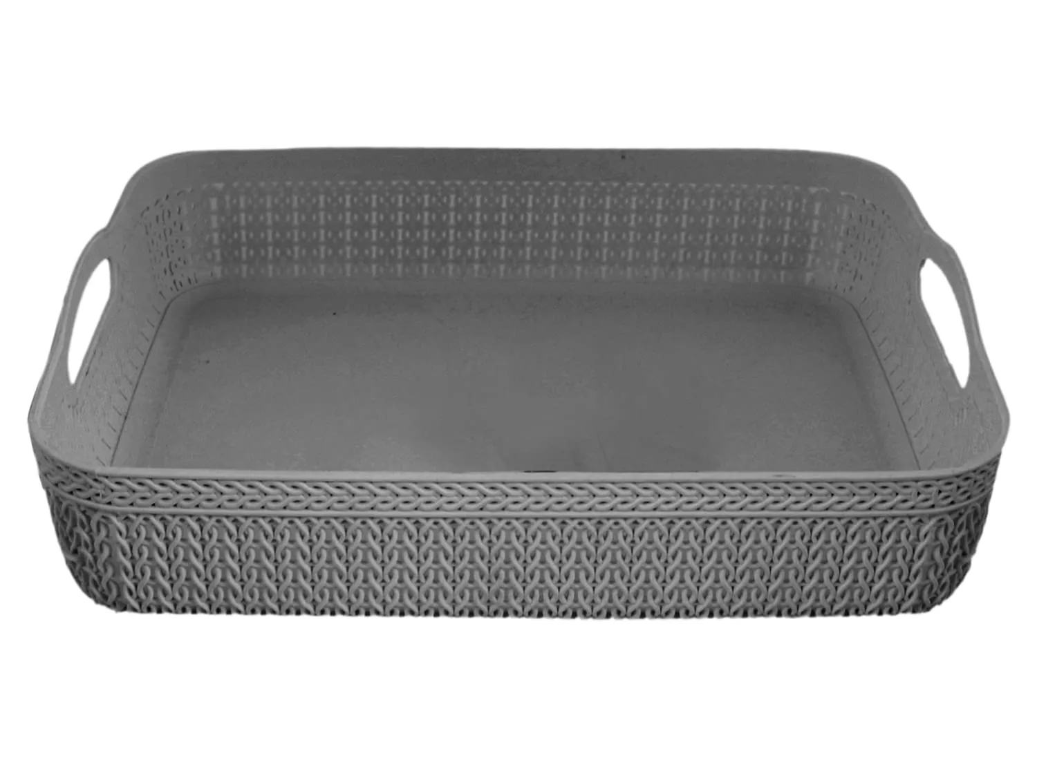 Kuber Industries Q-4 Designer Plastic Storage Basket For Store Fruits, Vegetables, Magazines, Cosmetics, Stationary Pack of 3 (Grey)-50KM01584