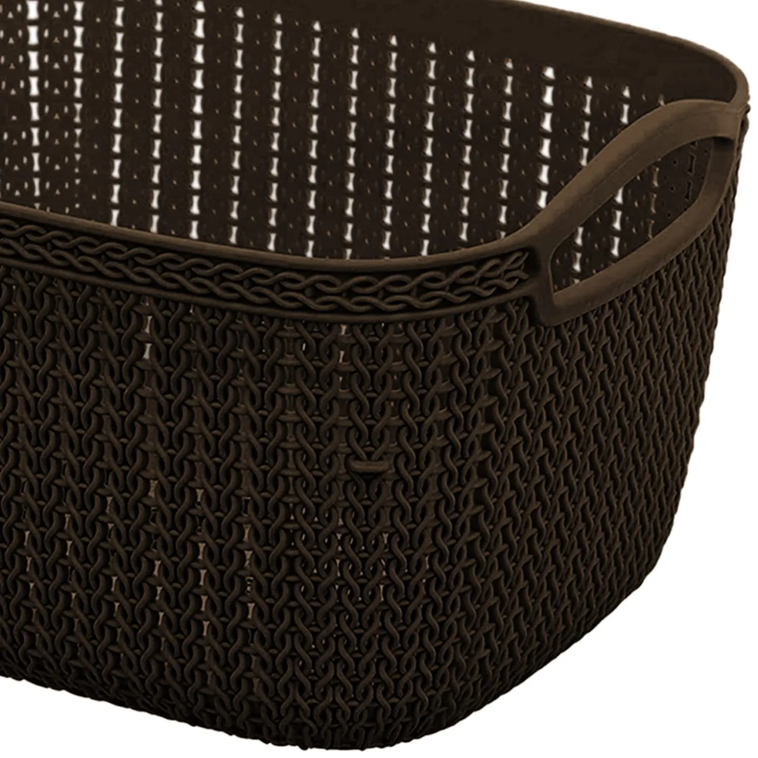 Kuber Industries Q-5 Designer Plastic Storage Basket For Store Fruits, Vegetables, Magazines, Cosmetics, Stationary Pack of 3 (Brown)-50KM01634