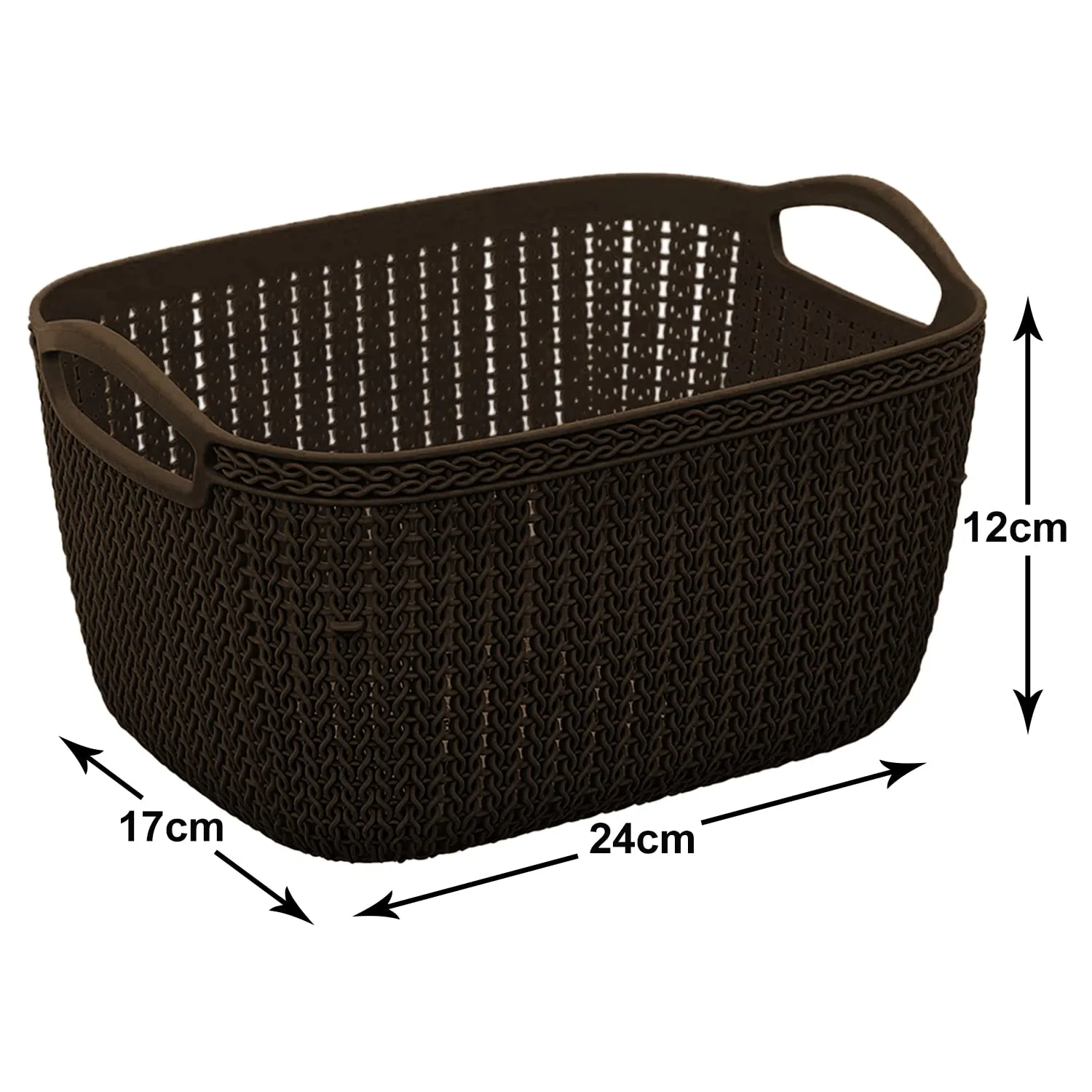 Kuber Industries Q-5 Designer Plastic Storage Basket For Store Fruits, Vegetables, Magazines, Cosmetics, Stationary Pack of 3 (Brown)-50KM01634