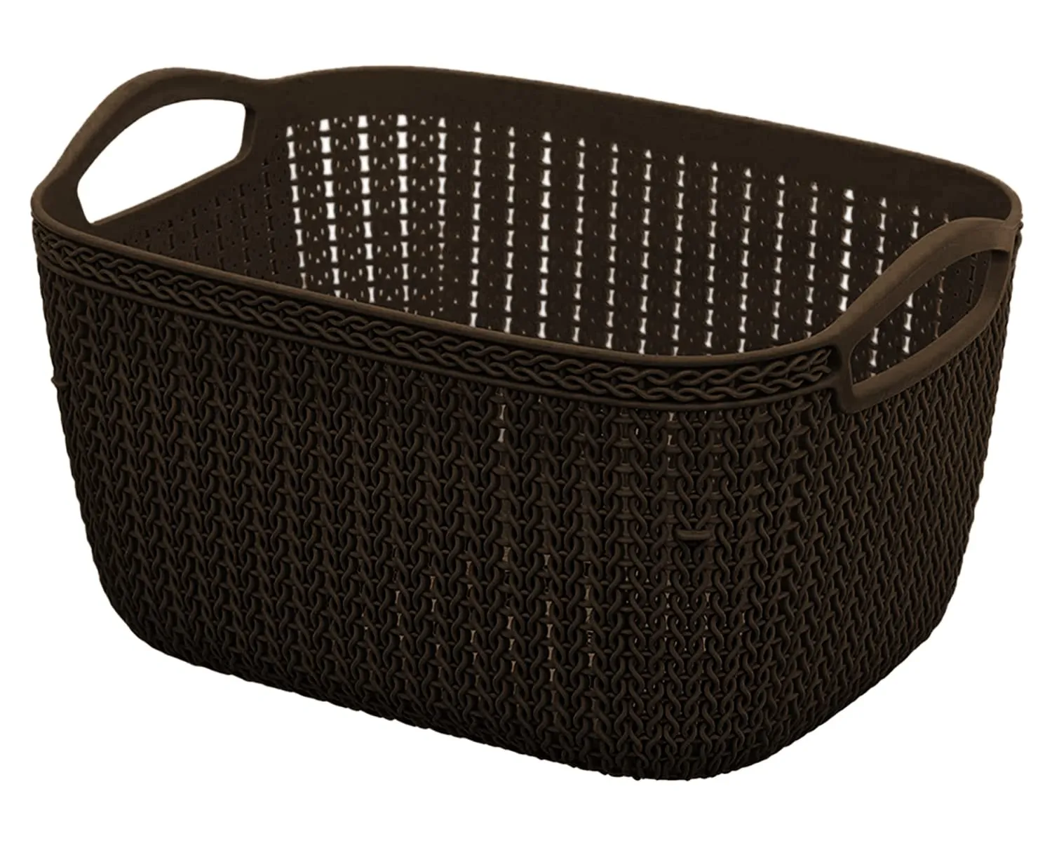 Kuber Industries Q-5 Designer Plastic Storage Basket For Store Fruits, Vegetables, Magazines, Cosmetics, Stationary Pack of 3 (Brown)-50KM01634