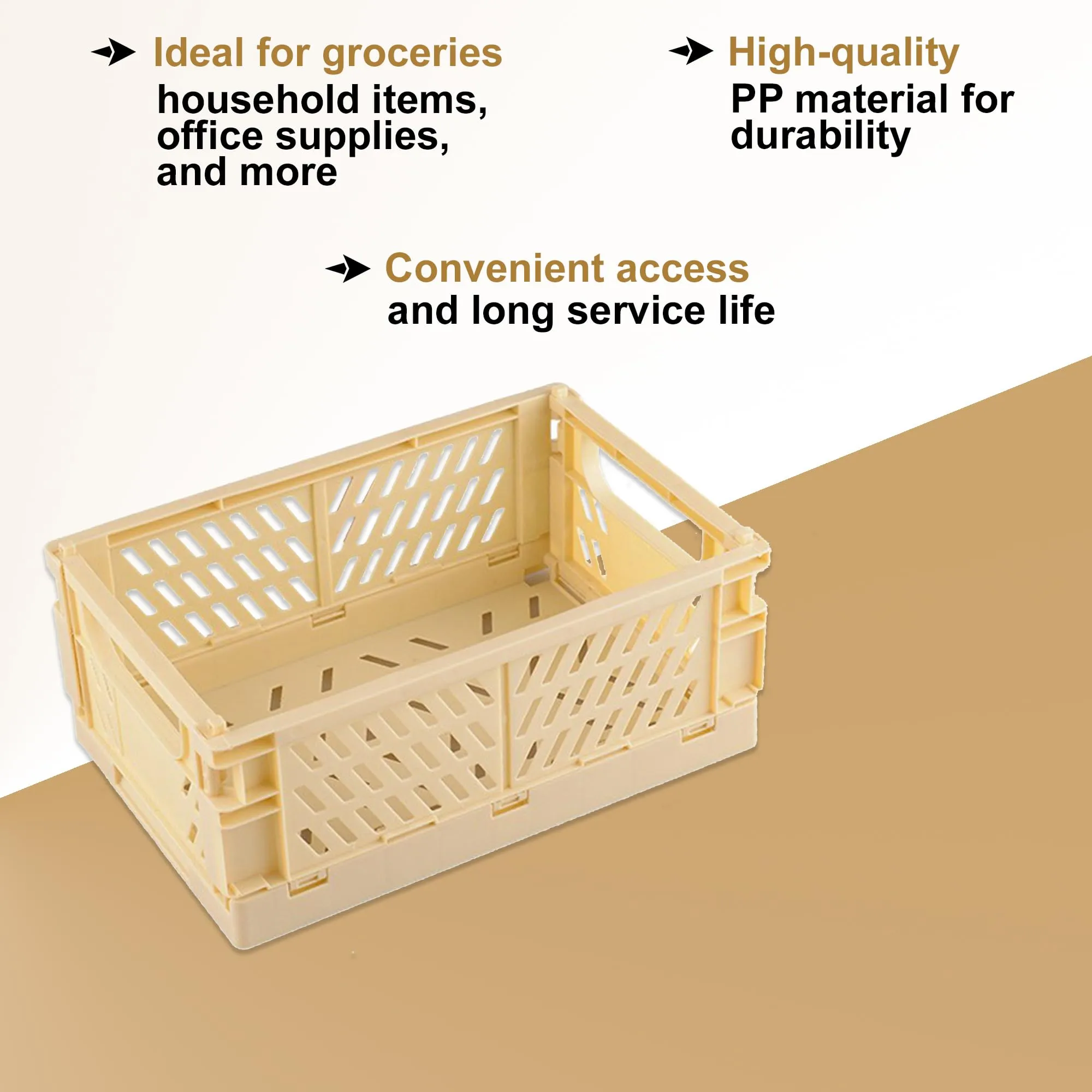 Kuber Industries (Set of 6) Small & Rugged Plastic Storage Basket For Kitchen, Makeup, Toiletries & Bathroom Items - Beige