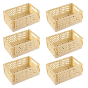 Kuber Industries (Set of 6) Small & Rugged Plastic Storage Basket For Kitchen, Makeup, Toiletries & Bathroom Items - Beige