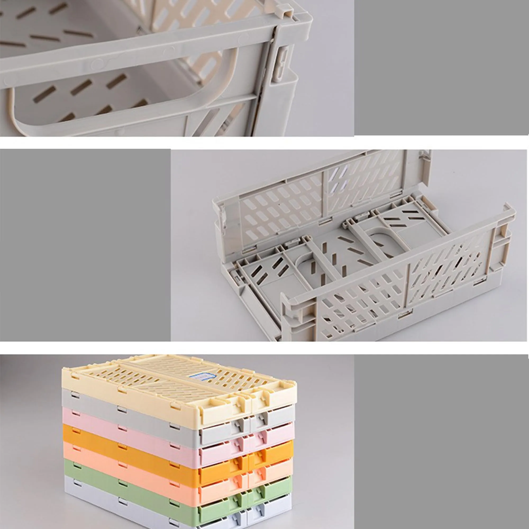 Kuber Industries (Set of 6) Small & Rugged Plastic Storage Basket For Kitchen, Makeup, Toiletries & Bathroom Items - Beige