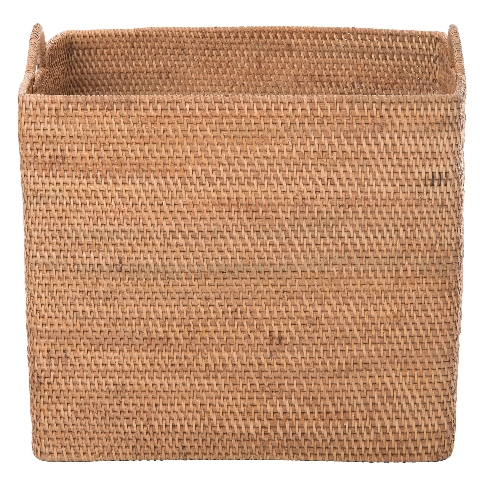 Loma Rectangular Decorative Rattan Storage Basket with Ear Handles, Large