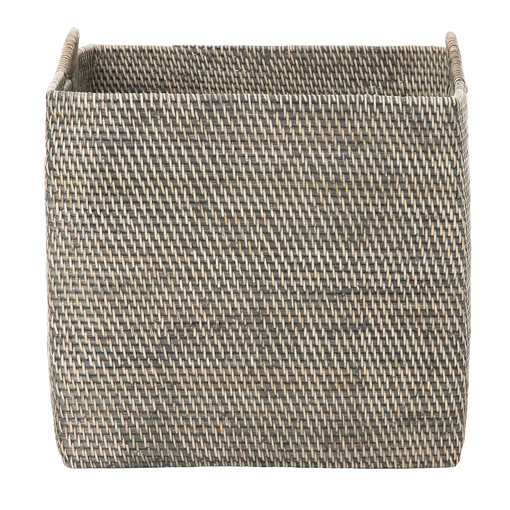 Loma Rectangular Decorative Rattan Storage Basket with Ear Handles, Large