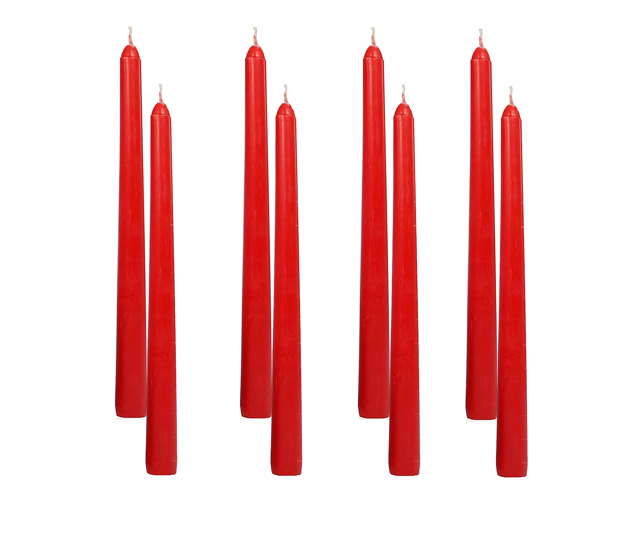 Luces Smokeless Scented Paraffin Wax Red Tapered Stick Candles Decorations for Living Room, Hall Room, Dinner Table,Birthday Party, Pack of 8