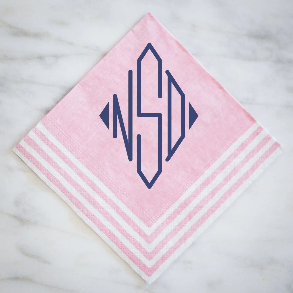 Monogrammed Striped Border Napkins