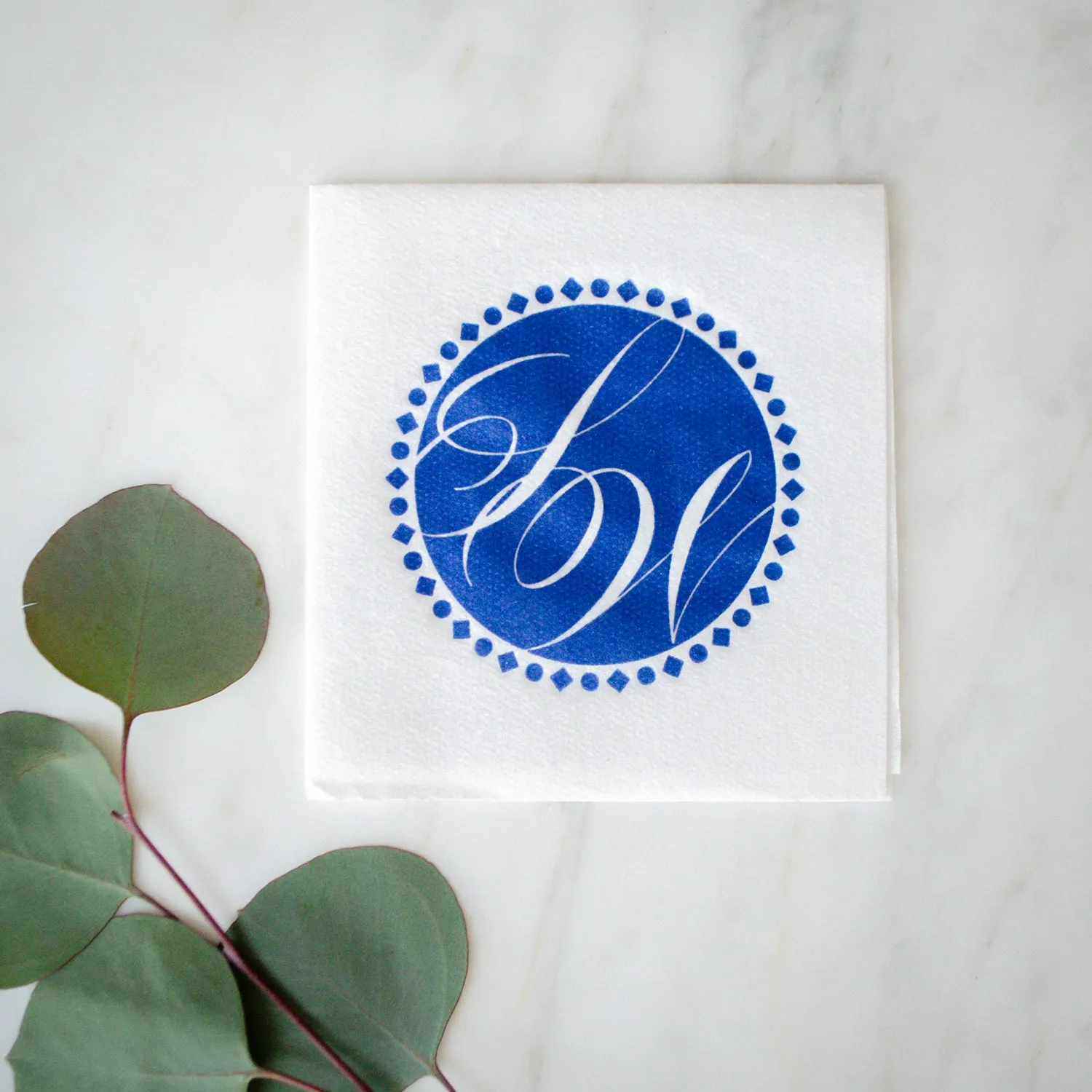 Monogrammed White Linen-Like Napkins