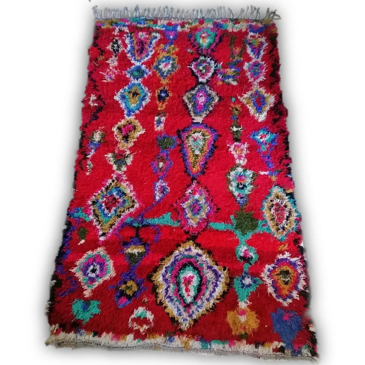 Moroccan Boucherouite Rug, Colorful Moroccan Shag Accent Rug