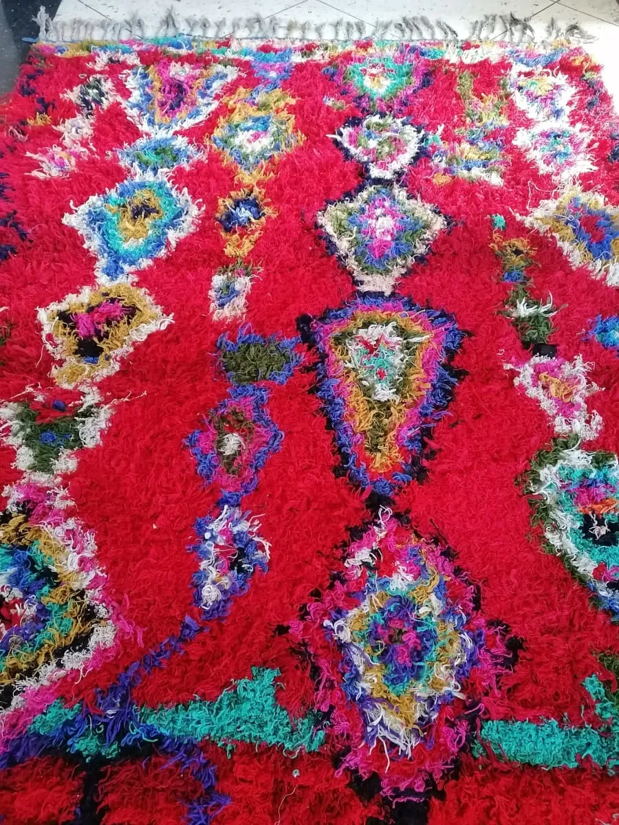 Moroccan Boucherouite Rug, Colorful Moroccan Shag Accent Rug