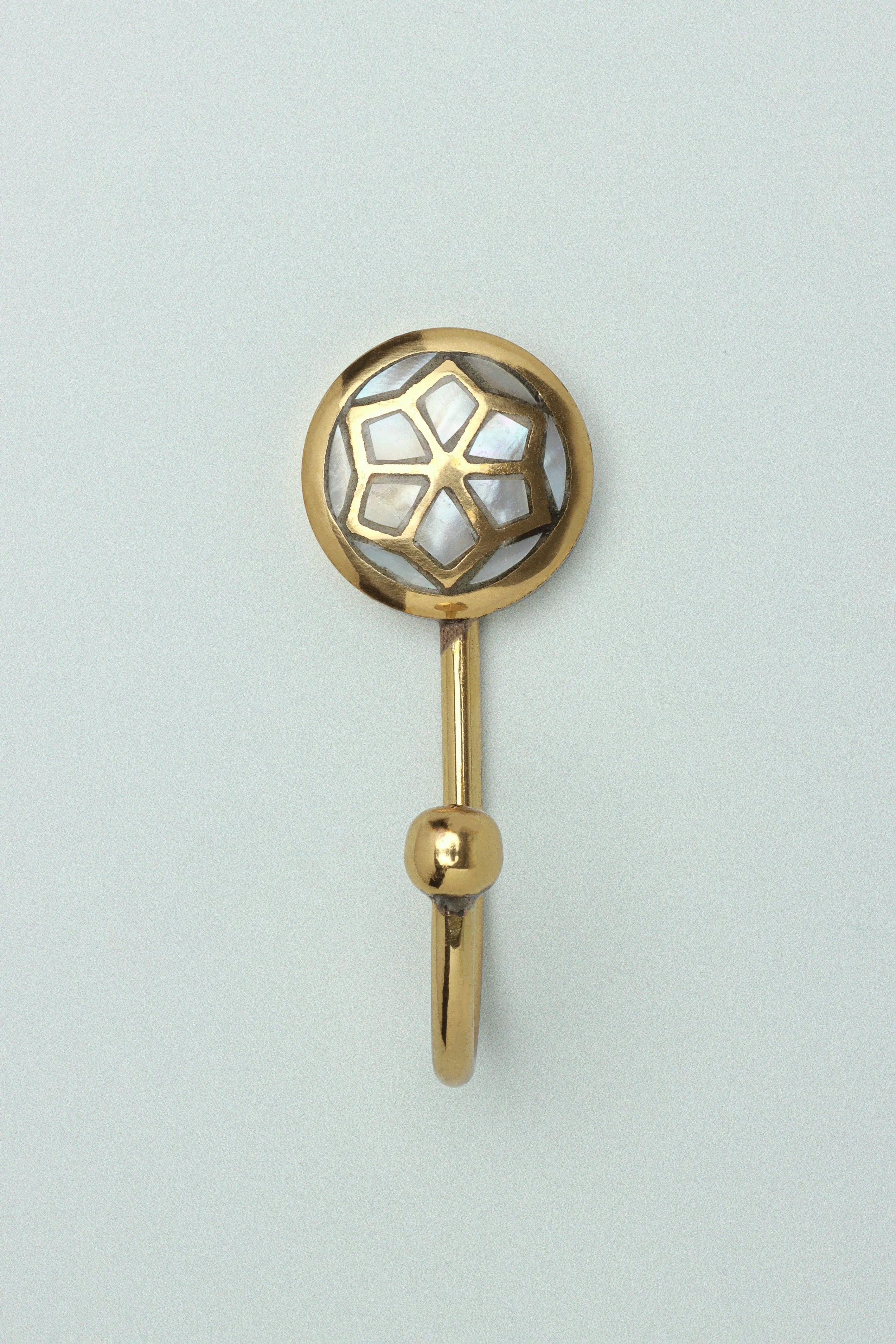 Mother Of Pearl Patterned Gold Brass Coat Hook