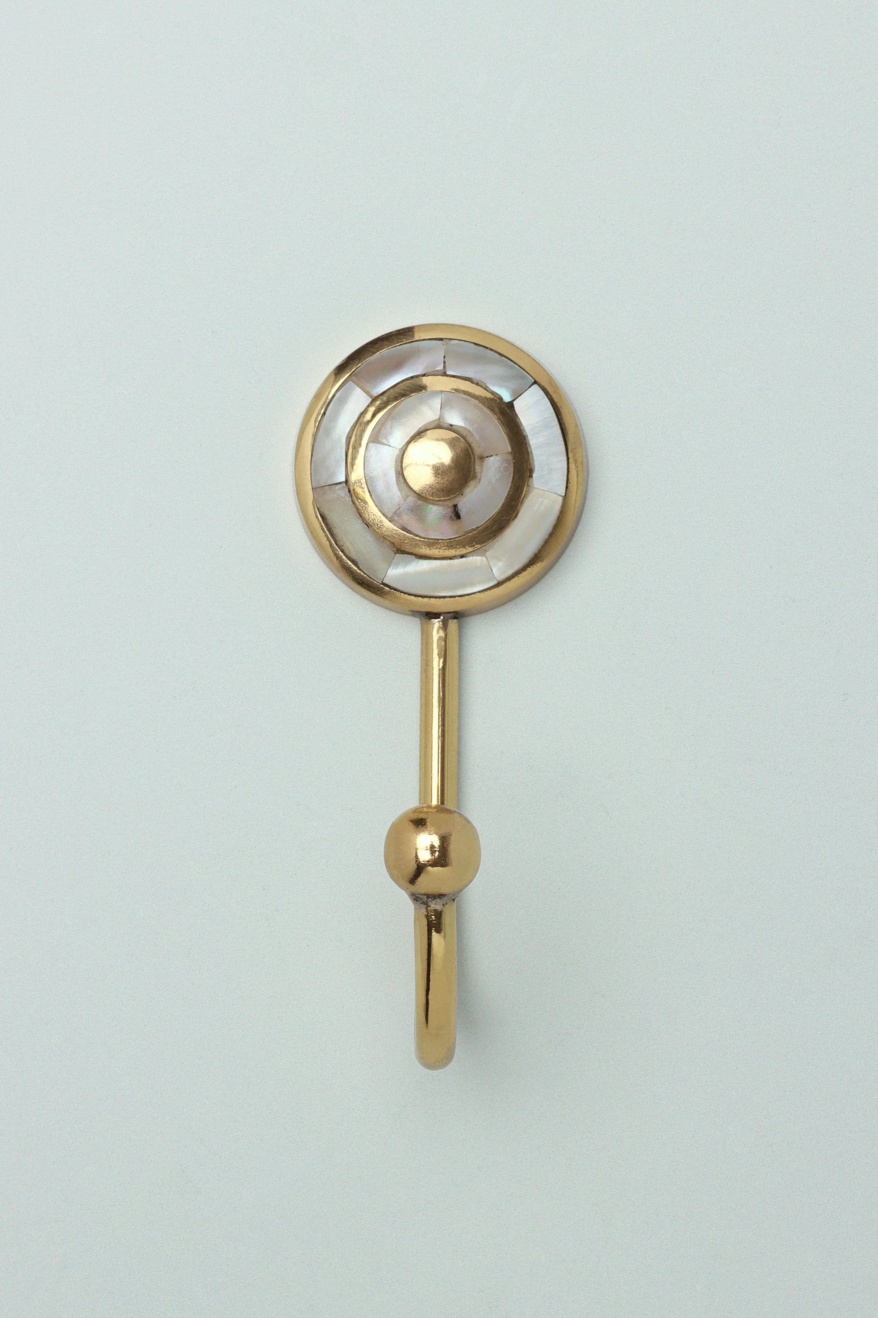 Mother Of Pearl Patterned Gold Brass Coat Hook