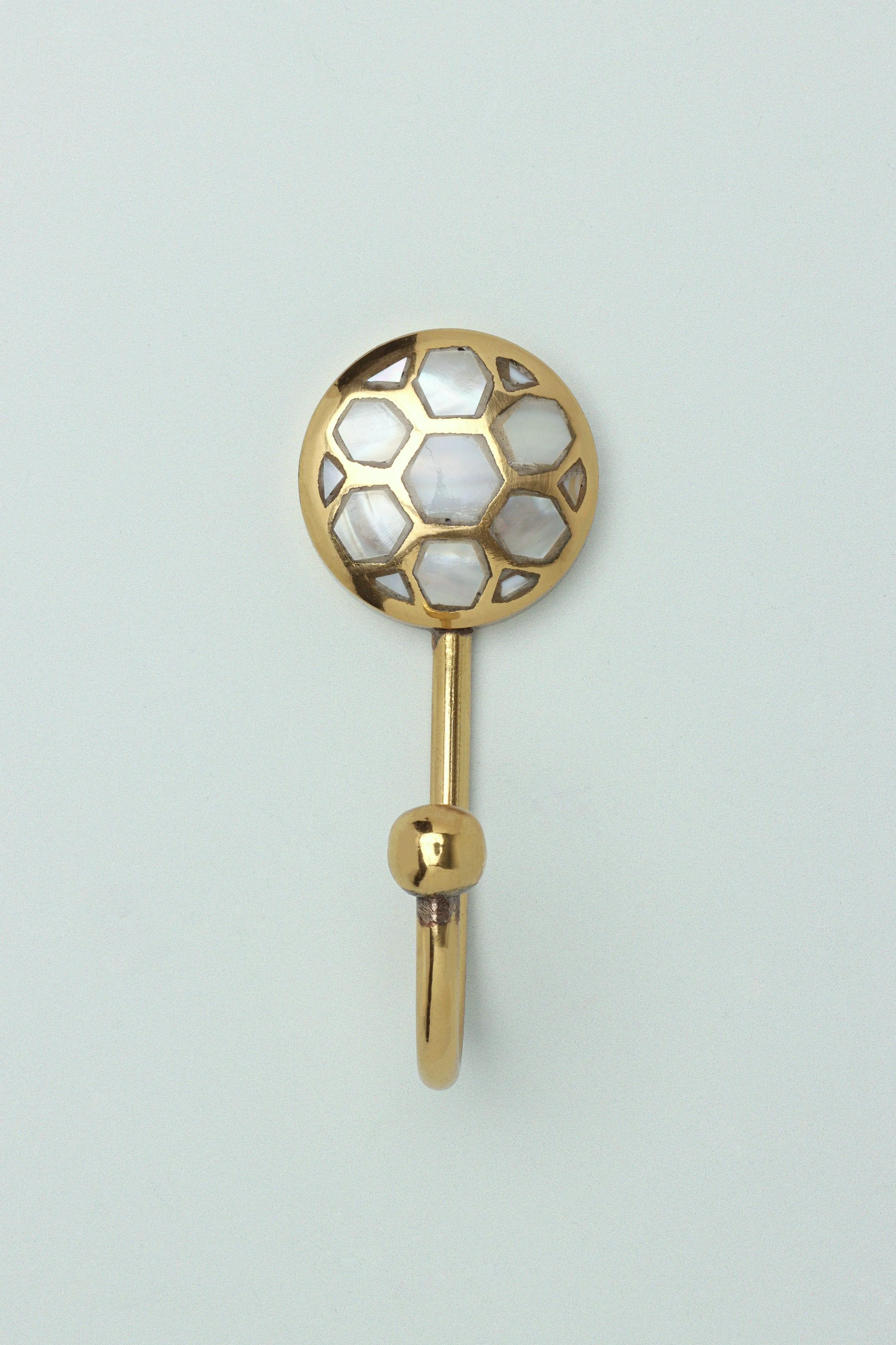 Mother Of Pearl Patterned Gold Brass Coat Hook