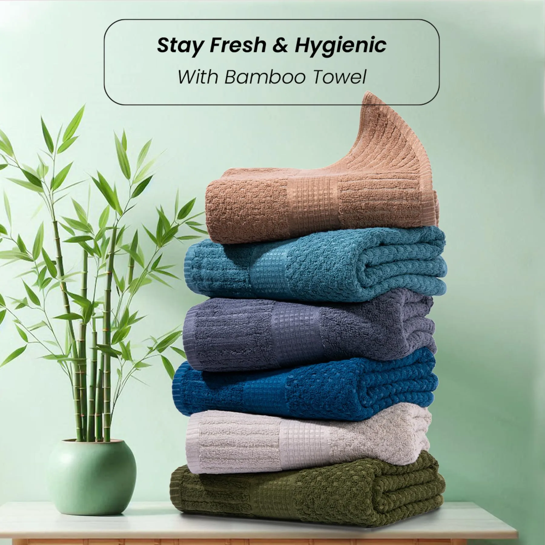 Mush Hearth & Haven Bamboo Towels for Bath Large Size | 450 GSM Bamboo Bath Towel for Men & Women | Soft, Highly Absorbent & Quick Dry | Pack of 4, 70 X 140 cms (Assorted 3)