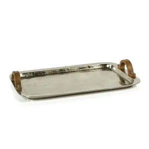 Nickel Aluminum Tray w/ Wood Handles