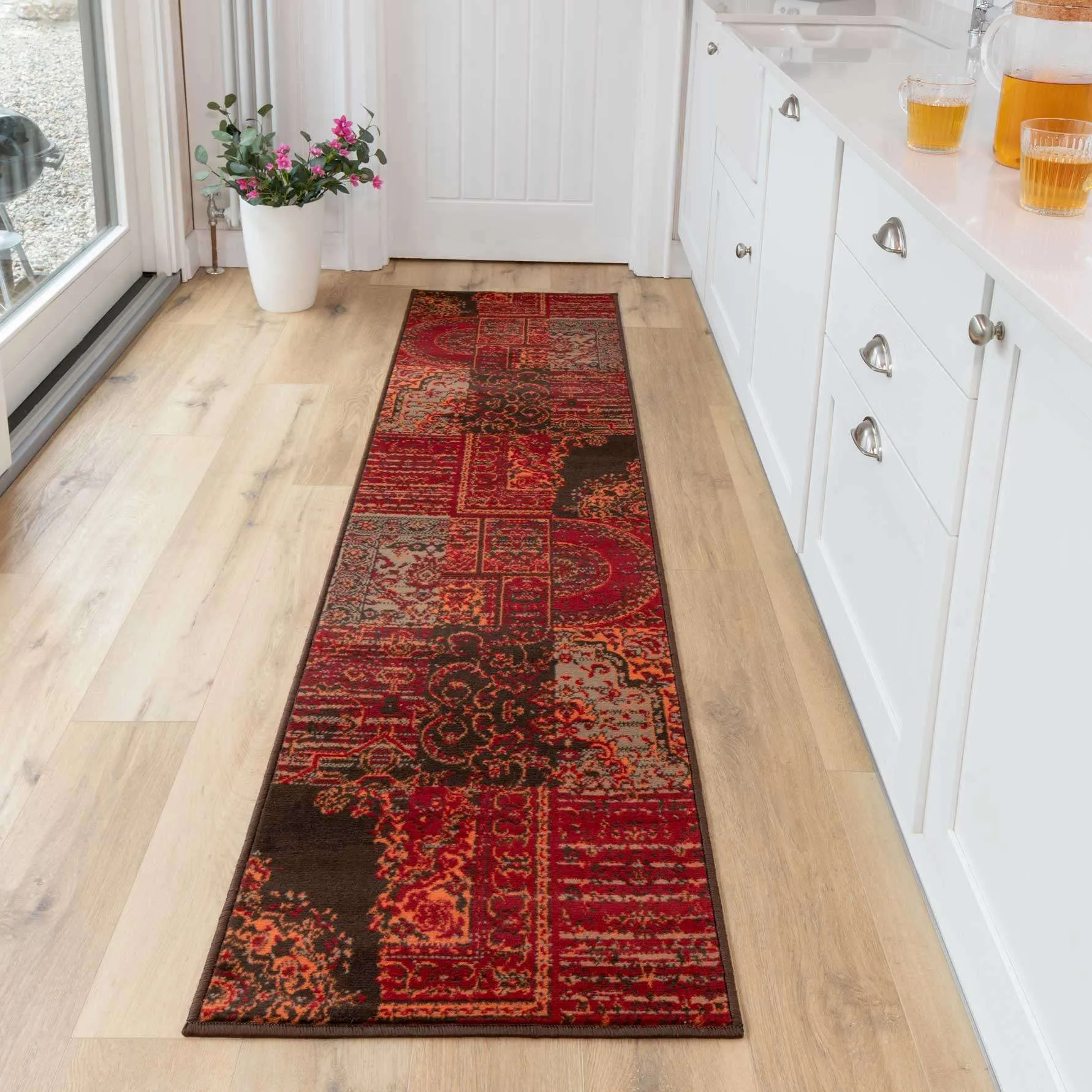 Patchwork Wine Hall Runner Rug