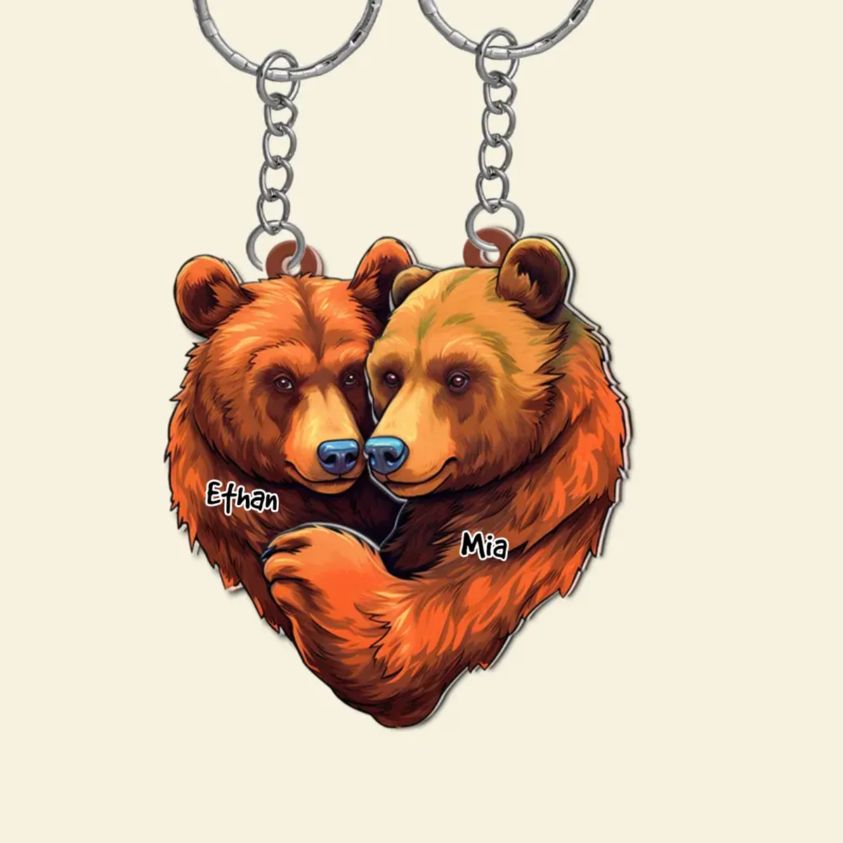 Personalized Bear Couple Keychains, Couple Gift