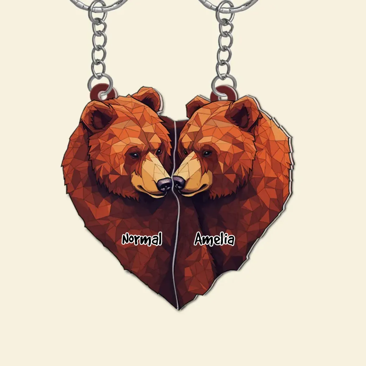 Personalized Bear Couple Keychains, Couple Gift