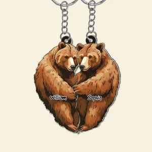 Personalized Bear Couple Keychains, Couple Gift