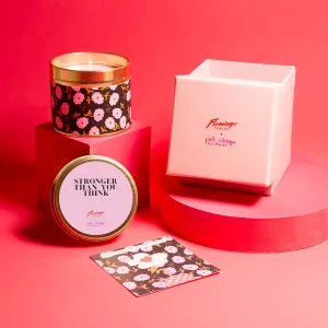 Pink Ribbon Stronger Than You Think Thoughtful Floral Tin Candle