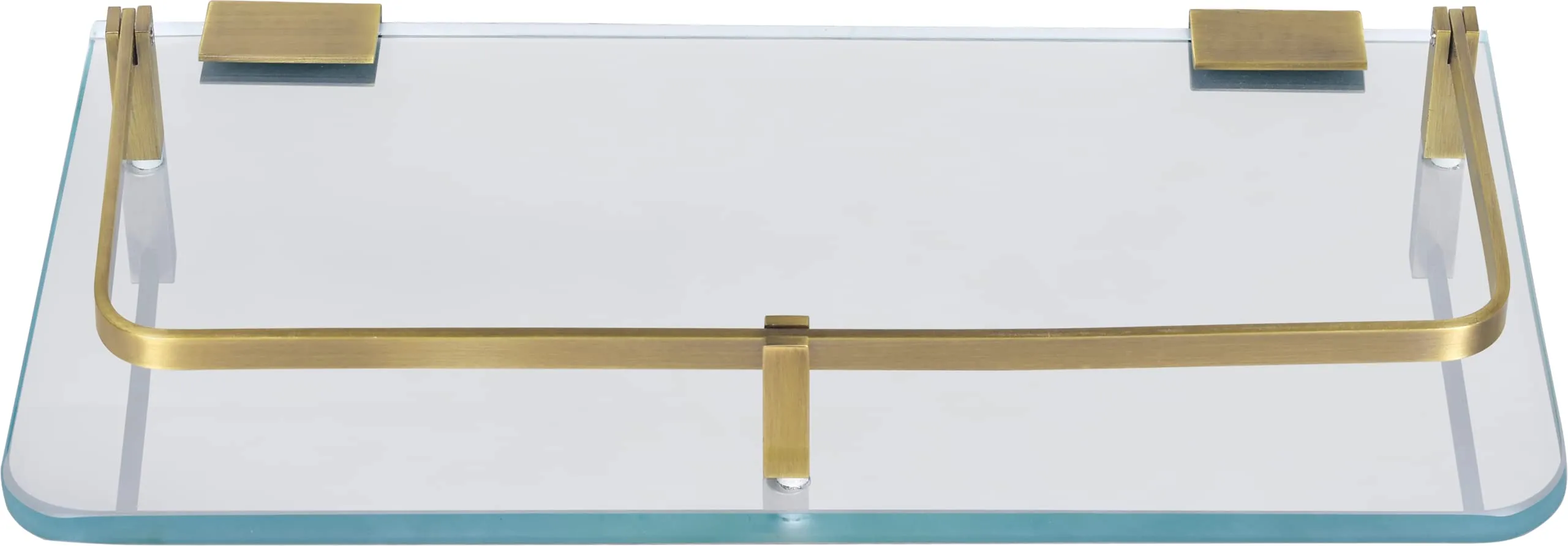 Plantex Premium Frosted Glass Shelf for Bathroom/Kitchen/Living Room with Brass Brackets - Bathroom Accessories (Transparent,Brass Antique 12x6 - Pack of 1)