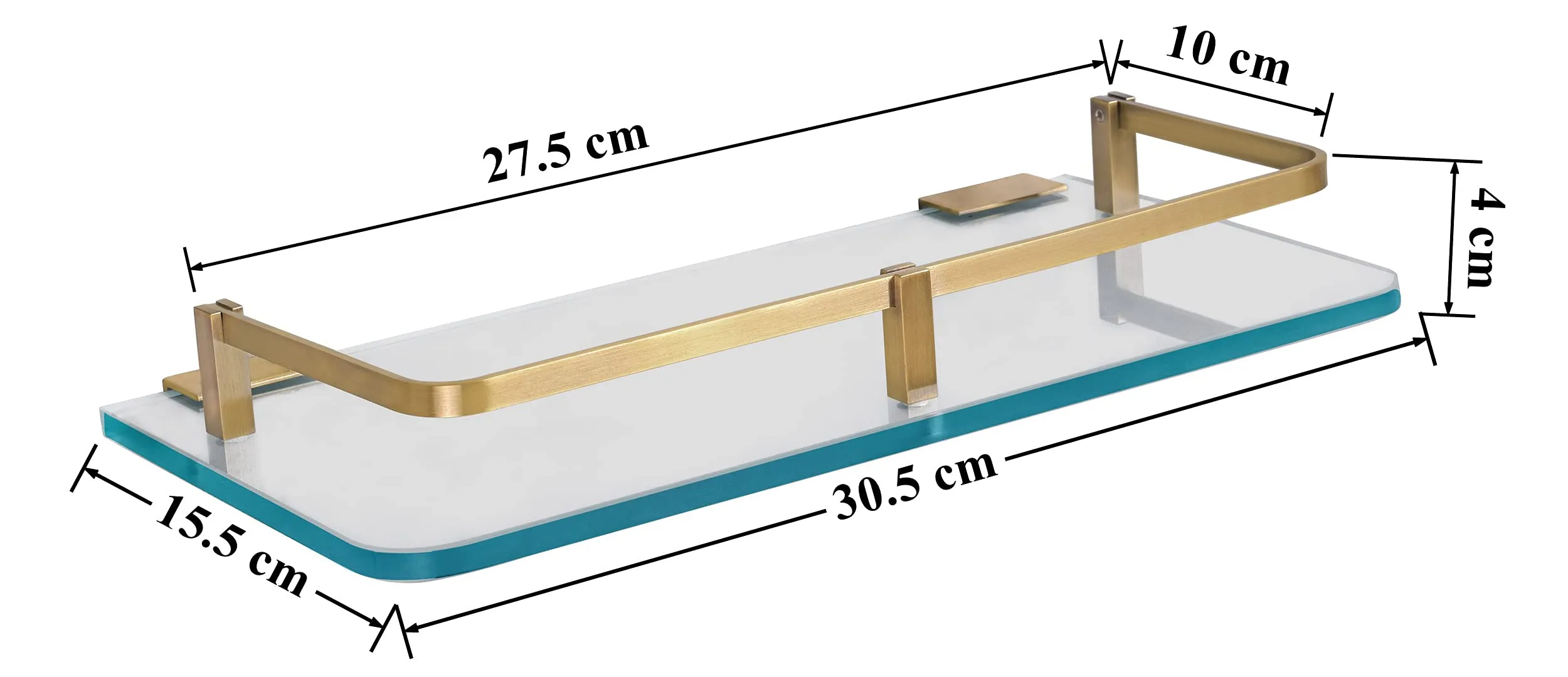 Plantex Premium Frosted Glass Shelf for Bathroom/Kitchen/Living Room with Brass Brackets - Bathroom Accessories (Transparent,Brass Antique 12x6 - Pack of 1)