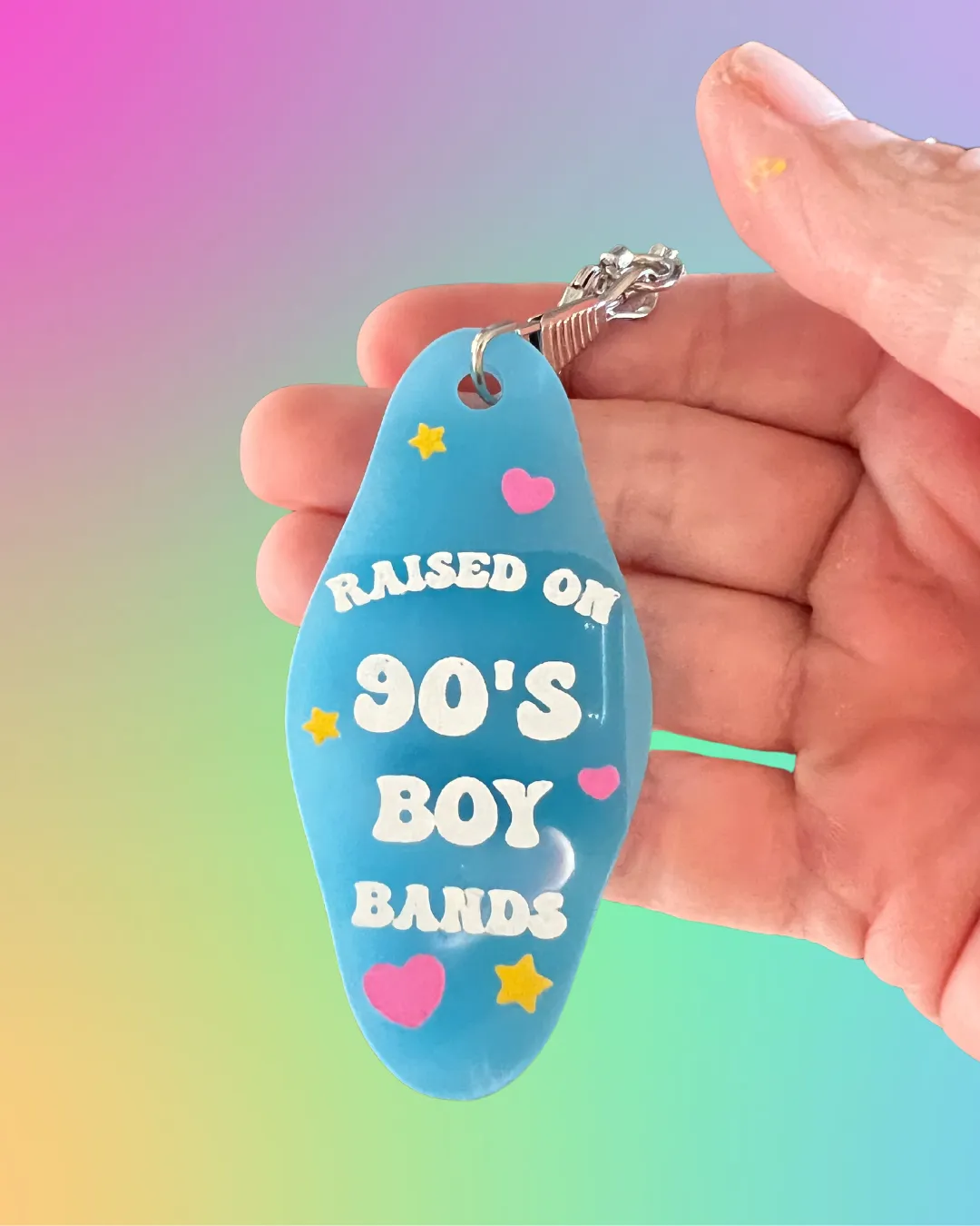 Raised on 90s Boy Band Glow in the Dark Keychain