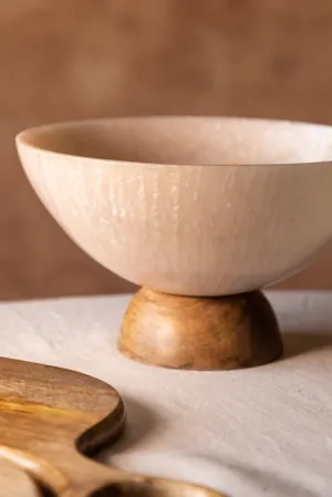 Resin Decorative Bowl with Wooden Base