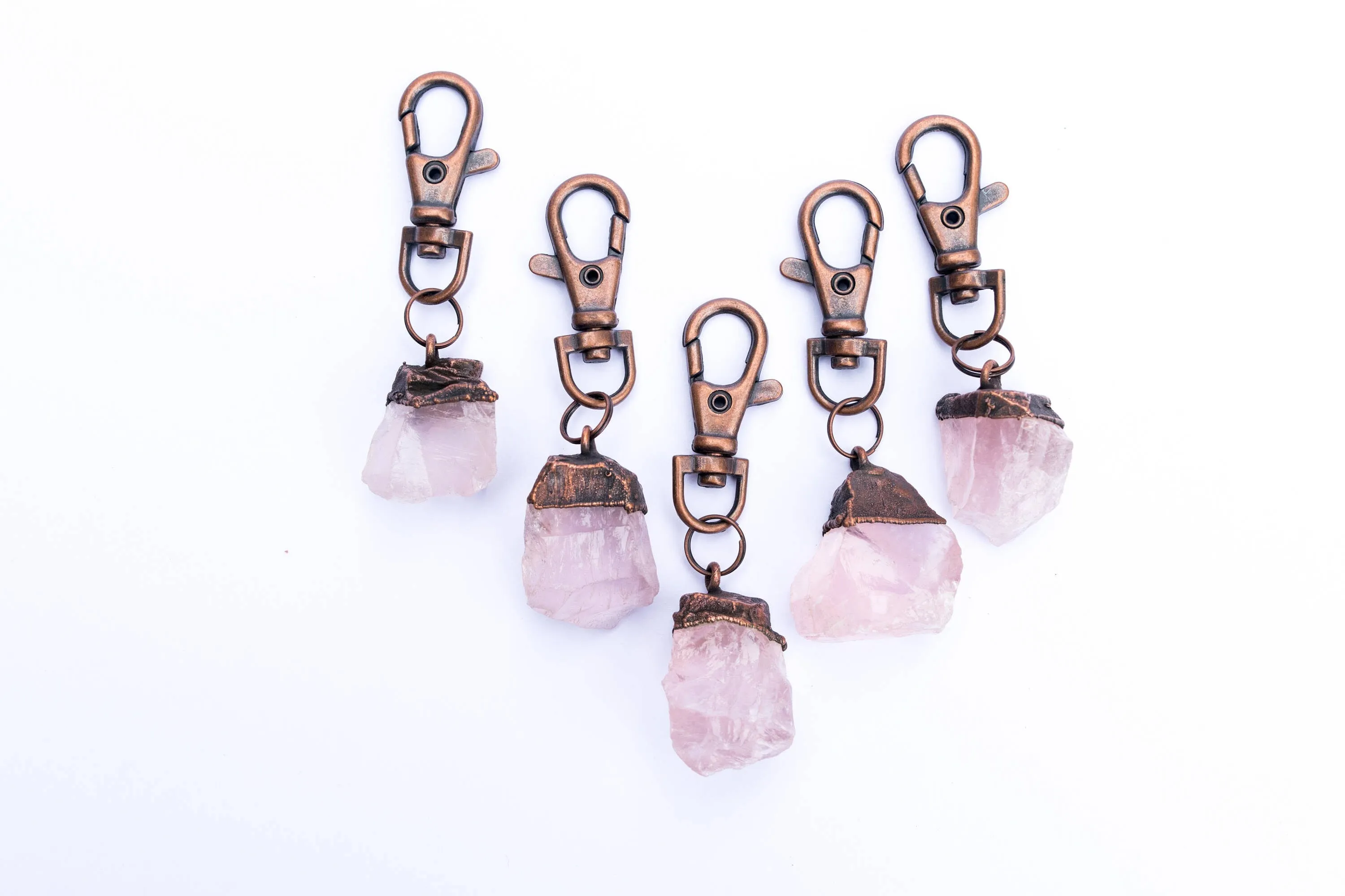 Rose Quartz crystal keychain | Raw crystal keychain