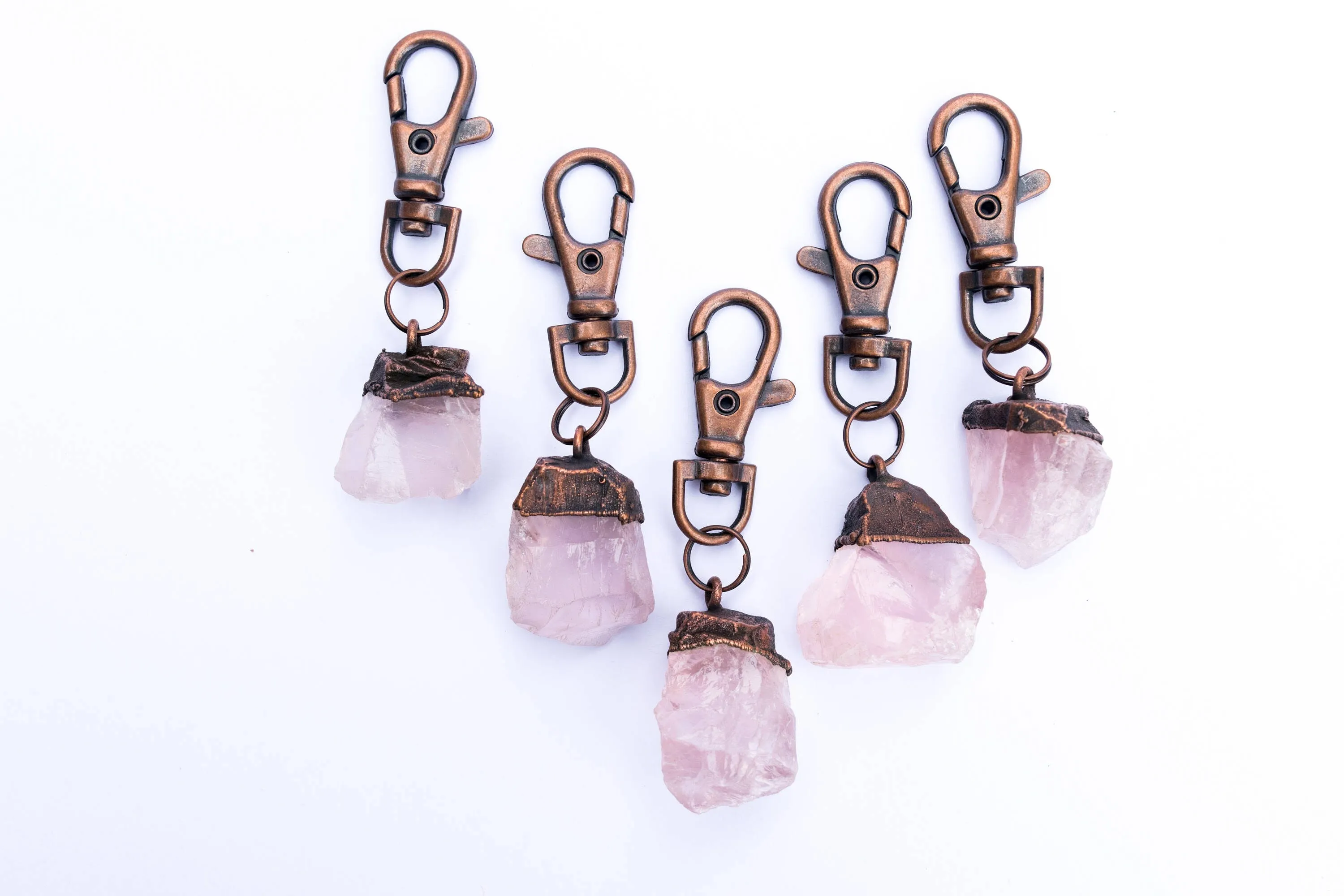 Rose Quartz crystal keychain | Raw crystal keychain