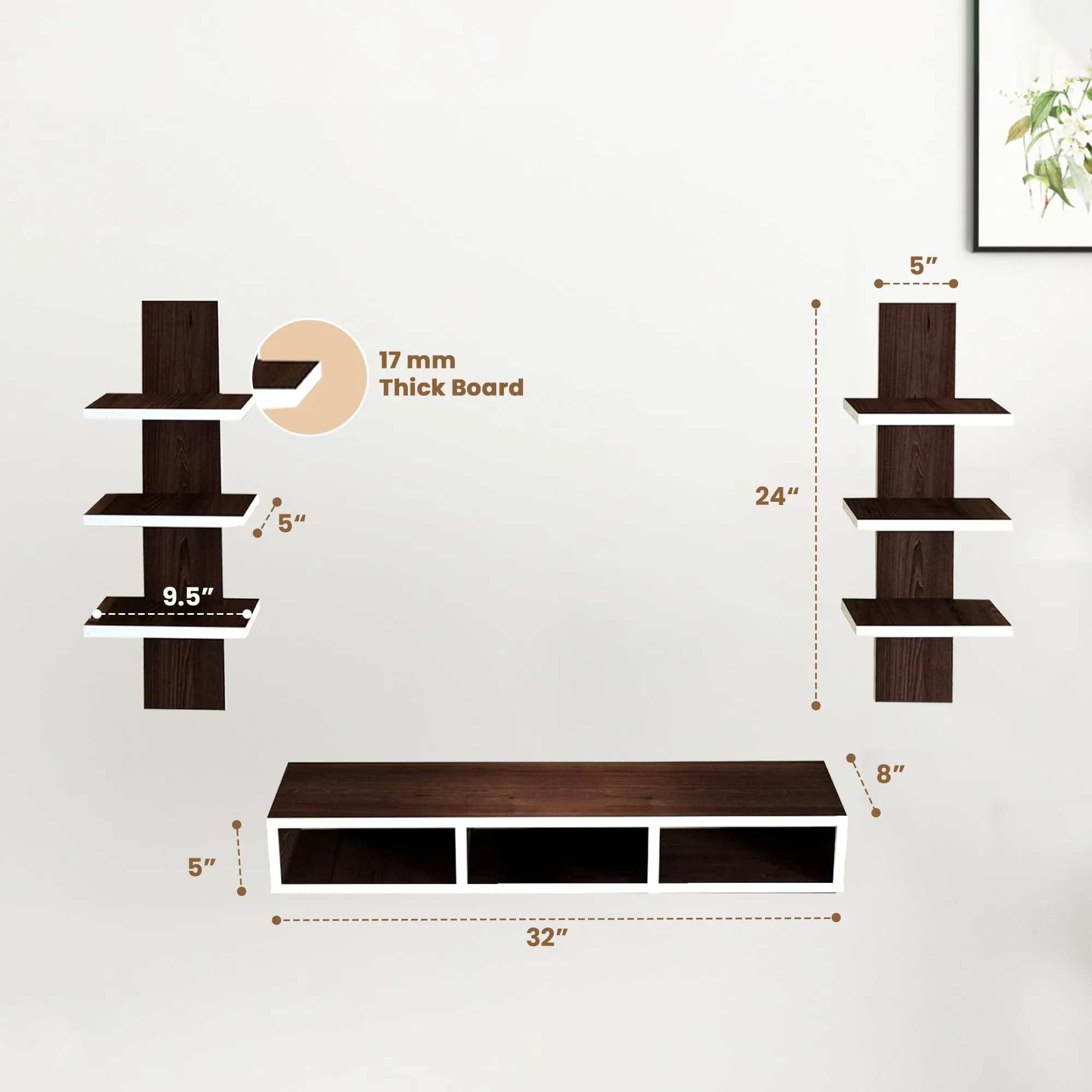 SAVYA HOME - TV Unit for Living Room, Set Top Box Stand, Wall Shelf, Book Shelf, Shelf Organizer, Large, Suitable for upto 42 inch TVs