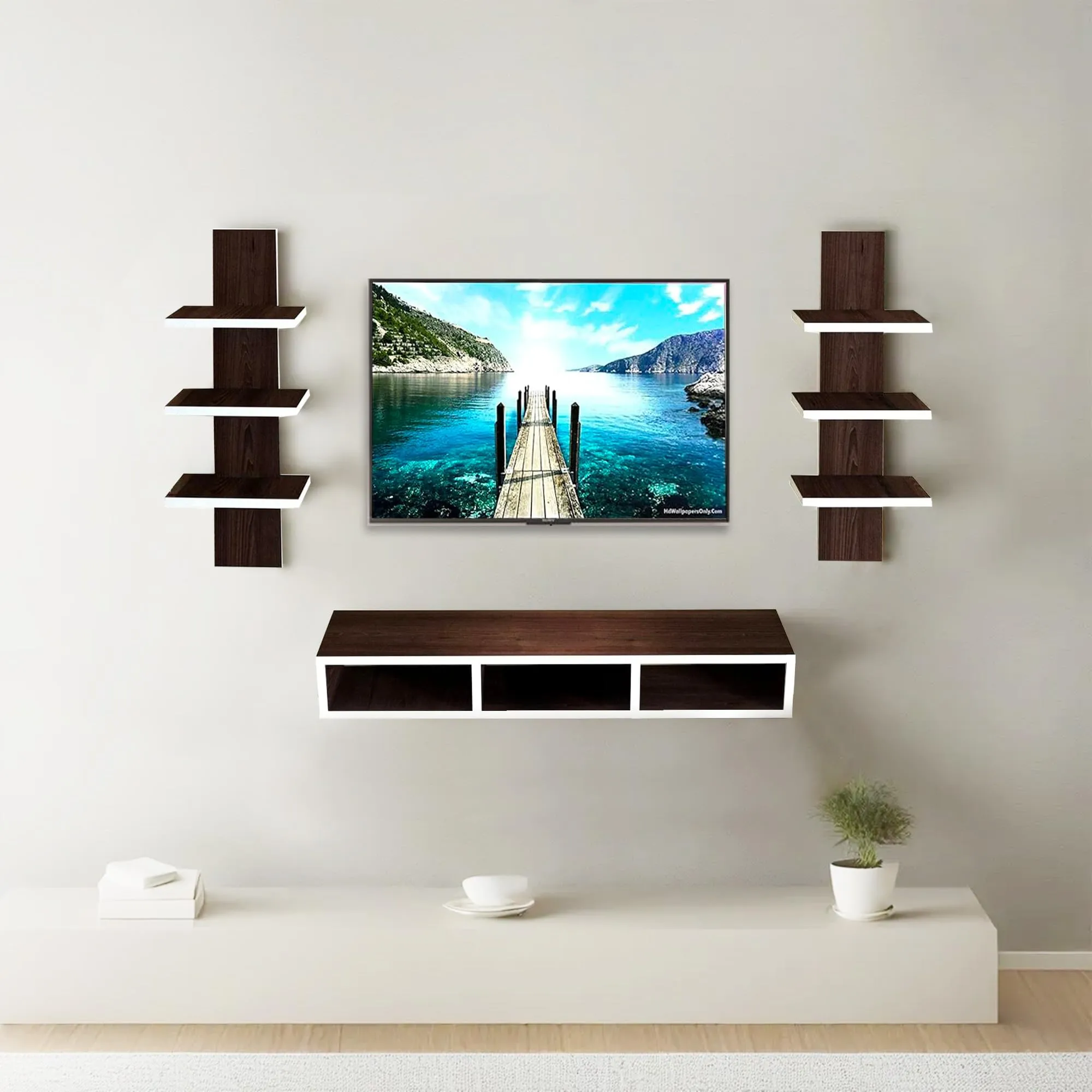 SAVYA HOME - TV Unit for Living Room, Set Top Box Stand, Wall Shelf, Book Shelf, Shelf Organizer, Large, Suitable for upto 42 inch TVs