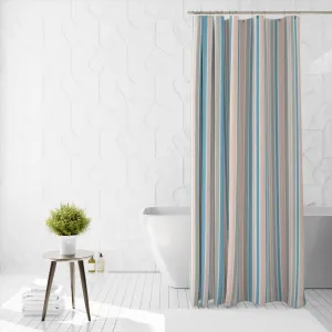 Shower Curtain Printed Fabric with Hooks 180x180 Cm - Prime Stripe